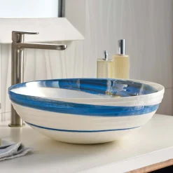 Native Trails Murano 16" Round Vessel Glass Bathroom Sink, Marina, MG1605-MA
