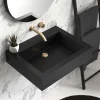 Native Trails Natoma 24" x 19" Rectangle Wall Mount NativeStone Concrete ADA Bathroom Sink, Charcoal, NSL2405-CX