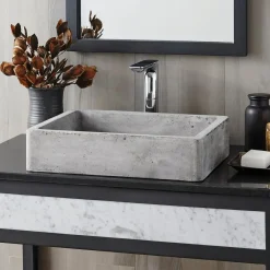Native Trails Nipomo 20" Rectangle NativeStone Concrete Farmhouse Bathroom Sink, Ash, NSL1915-A