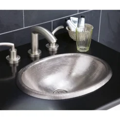 Native Trails Rolled Baby Classic 16" Oval Nickel Bathroom Sink, Brushed Nickel, CPS539
