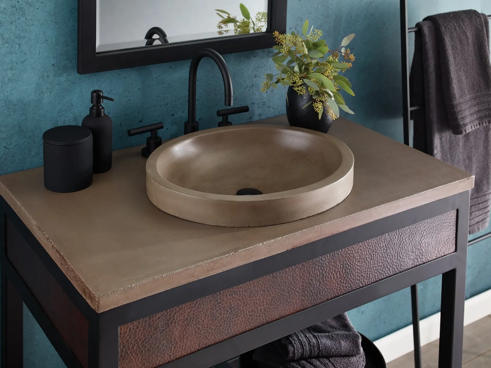 Native Trails Tolosa 19" Oval NativeStone Concrete Bathroom Sink, Earth, NSL1916-E