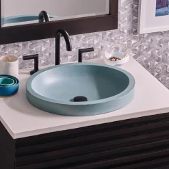 Native Trails Tolosa 19" x 16" Oval NativeStone Concrete ADA Bathroom Sink, Ocean, NSL1916-O