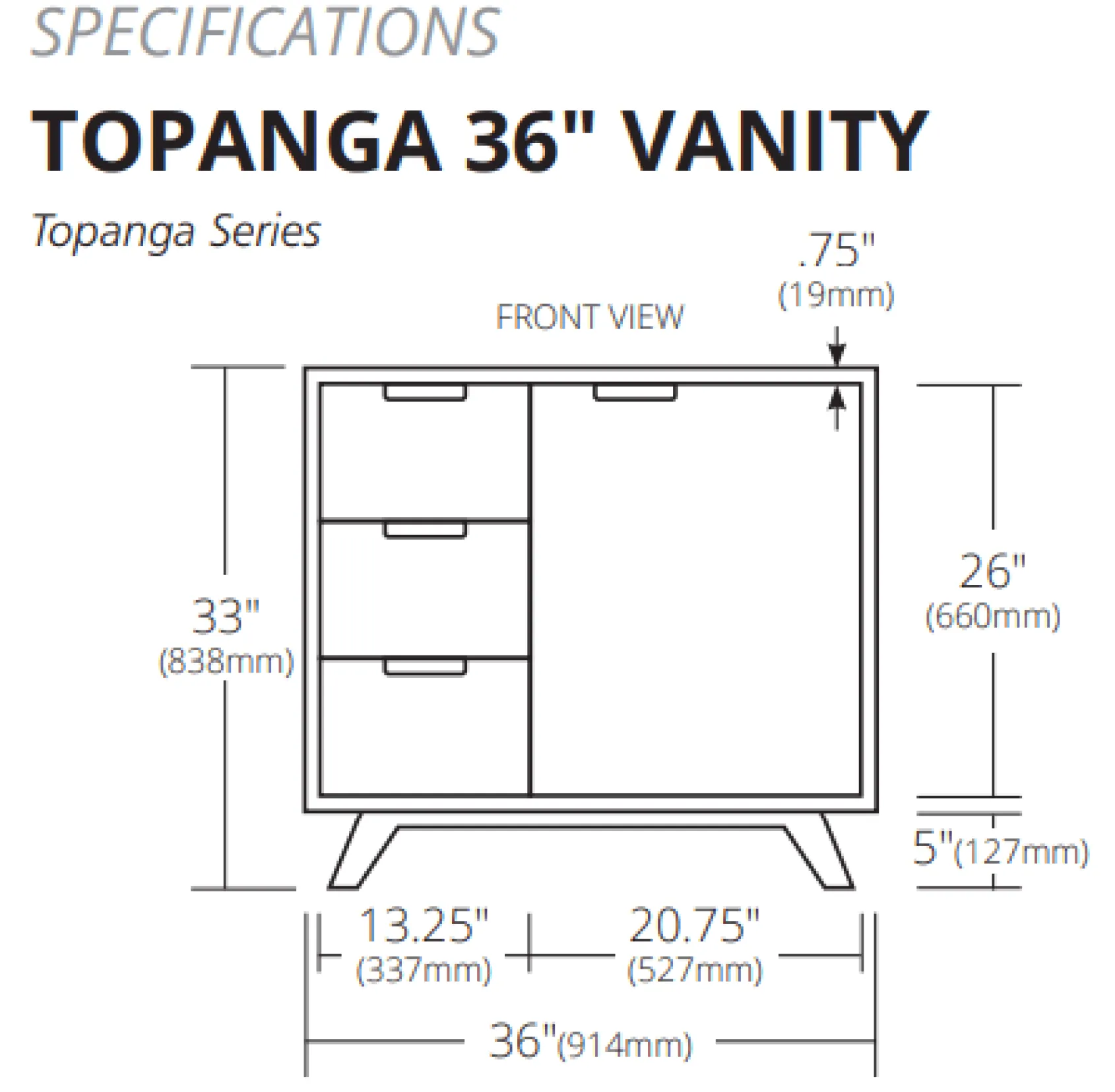 Native Trails Topanga 36" Freestanding Vanity Base, VNA361