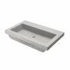 Native Trails Trough 30" Rectangle NativeStone Concrete Bathroom Sink, No Faucet Hole, Ash, NSL3019-AX