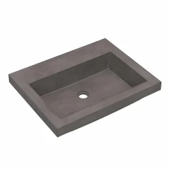 Native Trails Trough 24" Rectangular Drop-In NativeStone Concrete Bathroom Sink, Slate, No Faucet Hole, NSL2419-SX