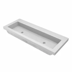 Native Trails Trough 48" Rectangle NativeStone Concrete Bathroom Sink, No Faucet Hole, Pearl, NSL4819-PX