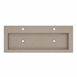 Native Trails Trough 48" Rectangle NativeStone Concrete Bathroom Sink, 2 Faucet Holes, Earth, NSL4819-E