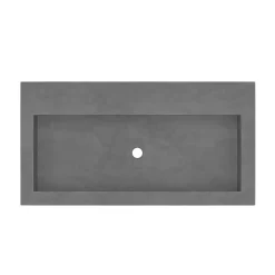 Native Trails Trough 36" Rectangle NativeStone Concrete Bathroom Sink, No Faucet Hole, Slate, NSL3619-SX