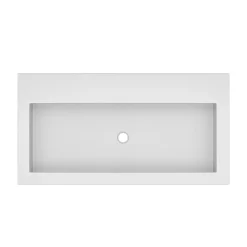 Native Trails Trough 36" Rectangle NativeStone Concrete Bathroom Sink, No Faucet Hole, Pearl, NSL3619-PX