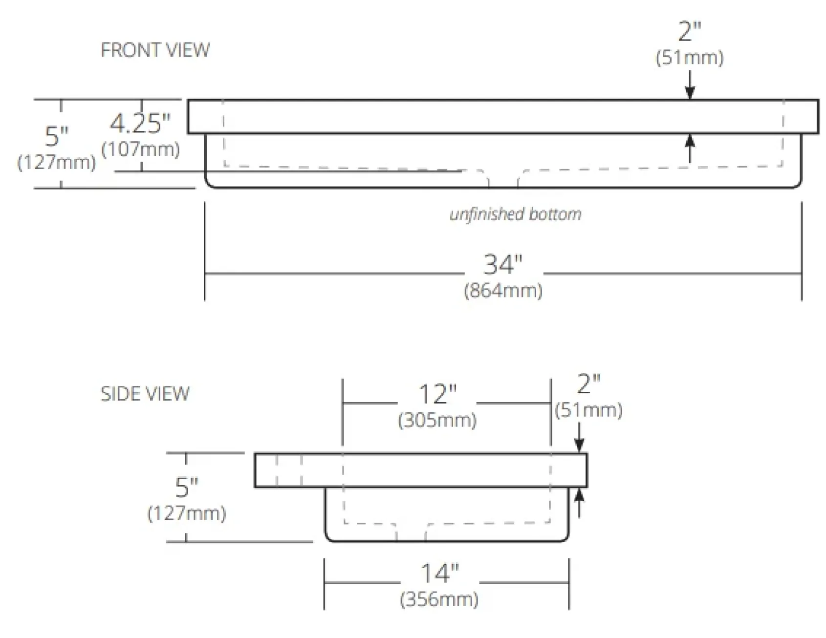 Native Trails Trough 36" Rectangle NativeStone Concrete Bathroom Sink, No Faucet Hole, Earth, NSL3619-EX