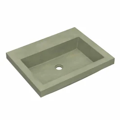 Native Trails Trough 24" Rectangular Drop-In NativeStone Concrete Bathroom Sink, Sage, No Faucet Hole, NSL2419-GX