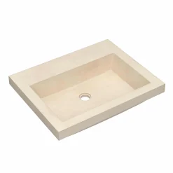 Native Trails Trough 24" Rectangular Drop-In NativeStone Concrete Bathroom Sink, Sand, No Faucet Hole, NSL2419-DX