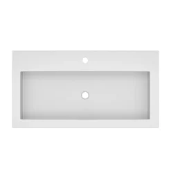 Native Trails Trough 36" Rectangle NativeStone Concrete Bathroom Sink, 1 Faucet Hole, Pearl, NSL3619-P