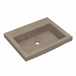 Native Trails Trough 24" Rectangular Drop-In NativeStone Concrete Bathroom Sink, Earth, No Faucet Hole, NSL2419-EX