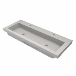 Native Trails Trough 48" Rectangle NativeStone Concrete Bathroom Sink, 2 Faucet Holes, Ash, NSL4819-A