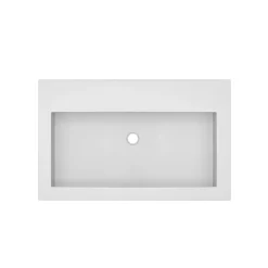 Native Trails Trough 30" Rectangle NativeStone Concrete Bathroom Sink, No Faucet Hole, Pearl, NSL3019-PX