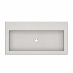 Native Trails Trough 36" Rectangle NativeStone Concrete Bathroom Sink, No Faucet Hole, Ash, NSL3619-AX