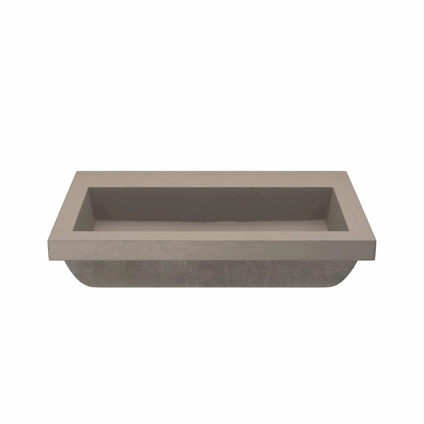 Native Trails Trough 30" Rectangle NativeStone Concrete Bathroom Sink, No Faucet Hole, Earth, NSL3019-EX