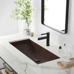 Native Trails Trough 30" Rectangle Copper Bathroom Sink, Antique Copper, CPS200