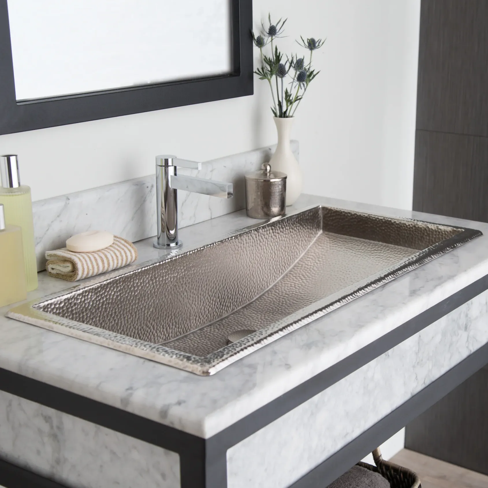 Native Trails Trough 36" Rectangle Nickel Bathroom Sink, Brushed Nickel, CPS506