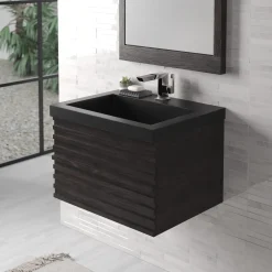 Native Trails Trough 24" Rectangular Drop-In NativeStone Concrete Bathroom Sink, Charcoal, NSL2419-C