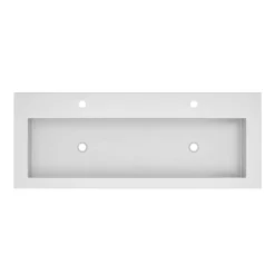 Native Trails Trough 48" Rectangle NativeStone Concrete Bathroom Sink, 2 Faucet Holes, Pearl, NSL4819-P