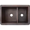 Native Trails Cocina Duet 33" Copper Kitchen Sink, 60/40 Double Bowl, Antique Copper, CPK275