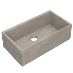 Native Trails Concierge 33" NativeStone Concrete Workstation Farmhouse Kitchen Sink, Ash, NSKG3318-A