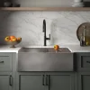 Native Trails Concierge 33" Nickel Workstation Farmhouse Kitchen Sink, Brushed Nickel, CPKG573