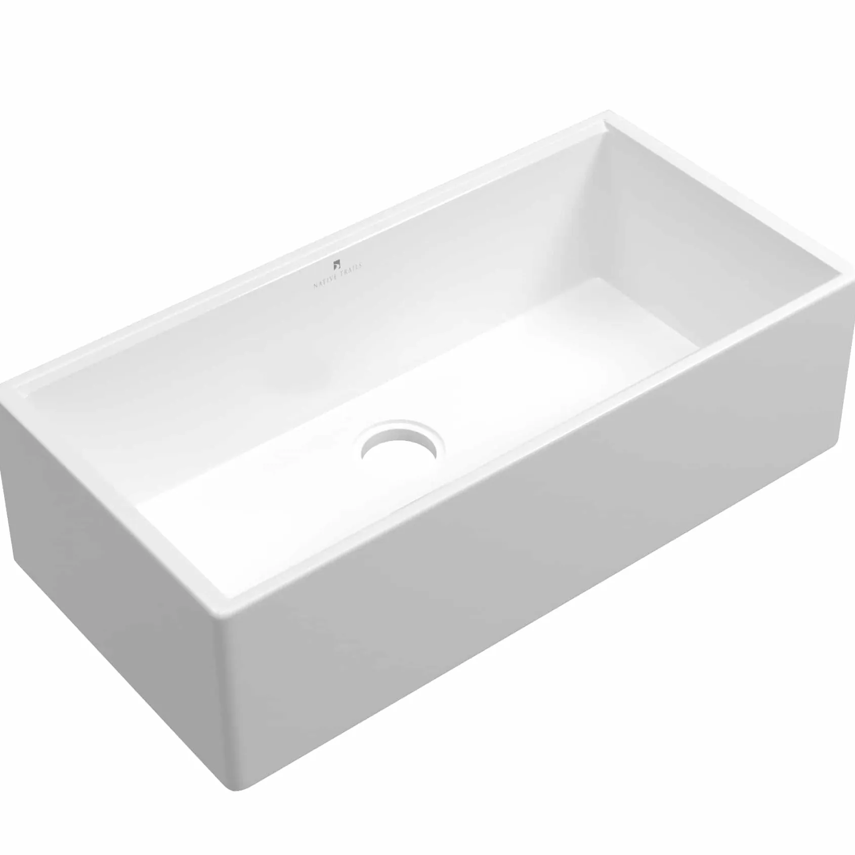 Native Trails Dreamer Concierge 36" Fireclay Workstation Farmhouse Kitchen Sink, White, FRKG3618-W