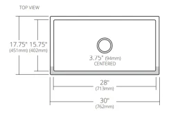 Native Trails Dreamer 30" Fireclay Farmhouse Sink, Platinum, PMK3018-P