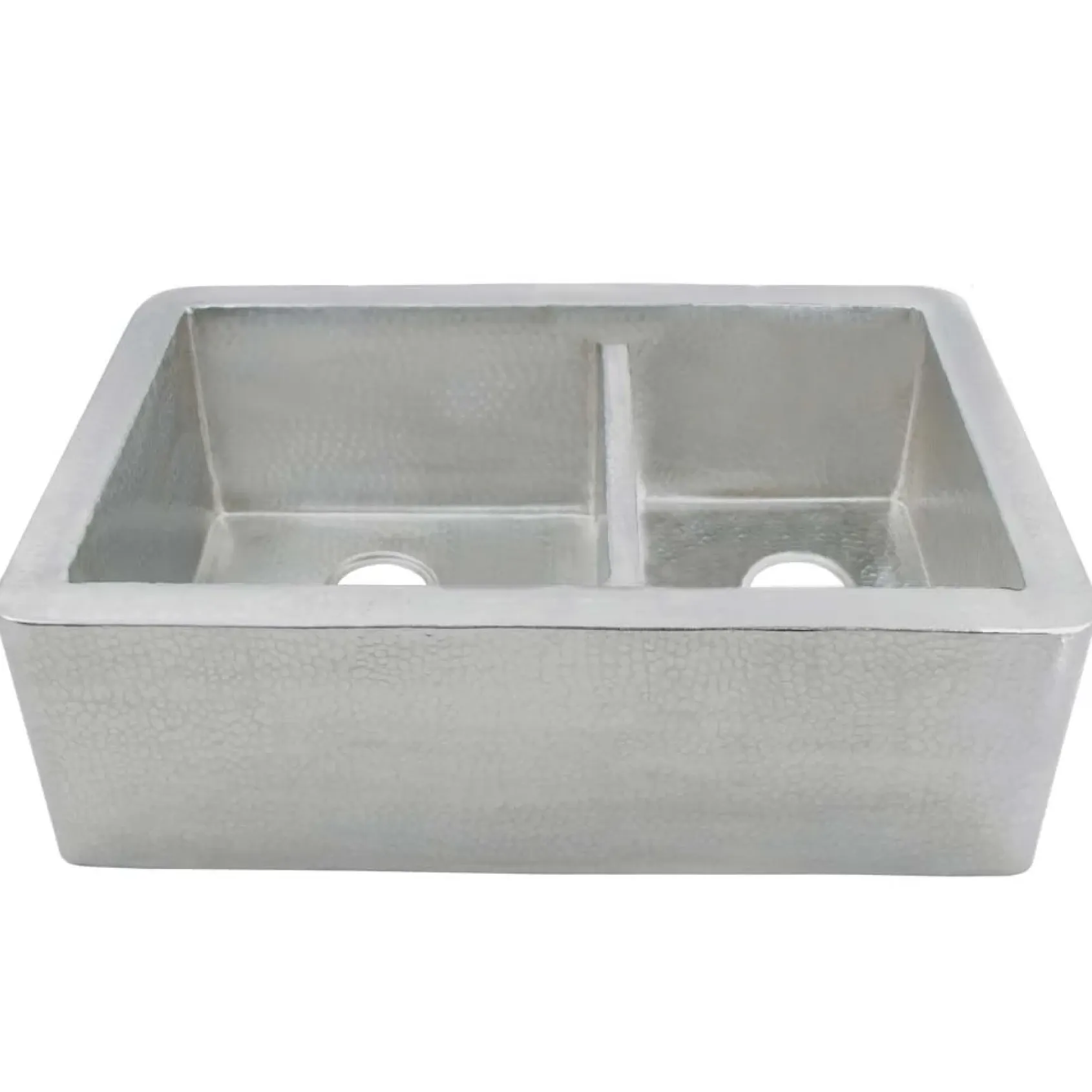 Native Trails Farmhouse Duet 33" Nickel Farmhouse Sink, 60/40 Double Bowl, Brushed Nickel, CPK576