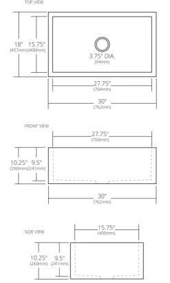 Native Trails Farmhouse 3018 30" NativeStone Concrete Farmhouse Sink, Charcoal, NSK3018-C