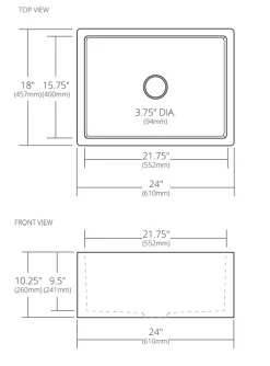 Native Trails Farmhouse 2418 24" NativeStone Concrete Farmhouse Sink, Charcoal, NSK2418-C