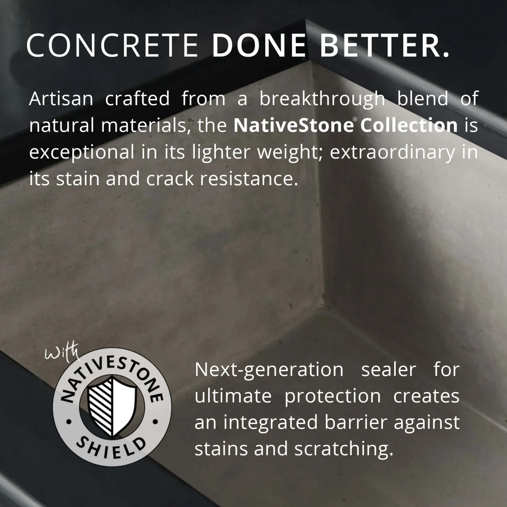 Native Trails Farmhouse 2418 24" NativeStone Concrete Farmhouse Sink, Charcoal, NSK2418-C