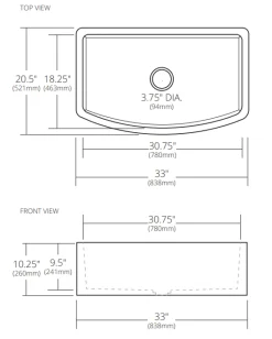 Native Trails Farmhouse Quartet 33" NativeStone Concrete Farmhouse Sink, Charcoal, NSKQ3320-C