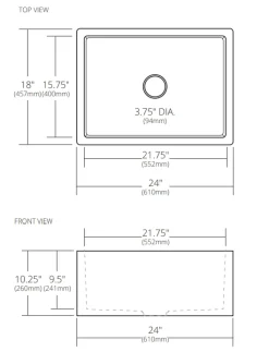 Native Trails 24" NativeStone Concrete Farmhouse Sink, Ash, NSK2418-A
