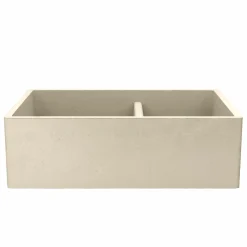 Native Trails 33" NativeStone Concrete Farmhouse Sink, 60/40 Double Bowl, Sand, NSKD3321-D