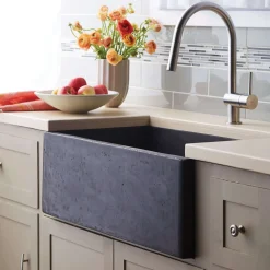 Native Trails 30" NativeStone Concrete Farmhouse Sink, Slate, NSK3018-S