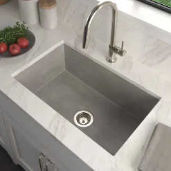 Native Trails Pacifica 30" Undermount NativeStone Concrete Kitchen Sink, Ash, NSK3019-A
