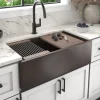 Native Trails Pinnacle Concierge 33" Copper Workstation Farmhouse Kitchen Sink, Antique Copper, CPKG292