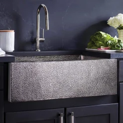 Native Trails Pinnacle 33" Copper Farmhouse Sink, Polished Nickel, CPK892