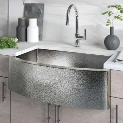 Native Trails Rhapsody 33" Copper Farmhouse Sink, Polished Nickel, CPK895