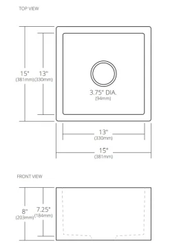 Native Trails Ventana 15" NativeStone Concrete Farmhouse Sink, Slate, NSB1515-S