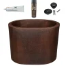 Premier Copper Products 48" Hammered Copper Oval Japanese Soaking Tub and Drain Package, Oil Rubbed Bronze, BSP5_BTO48DB