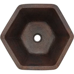 Premier Copper Products 16" Copper Bathroom Sink, Oil Rubbed Bronze, LH15.5DB