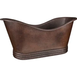 Premier Copper Products 67" Hammered Copper Double Slipper Bathtub, BTD67DB