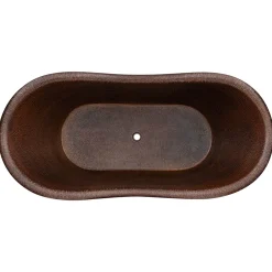 Premier Copper Products 67" Hammered Copper Double Slipper Bathtub, BTD67DB
