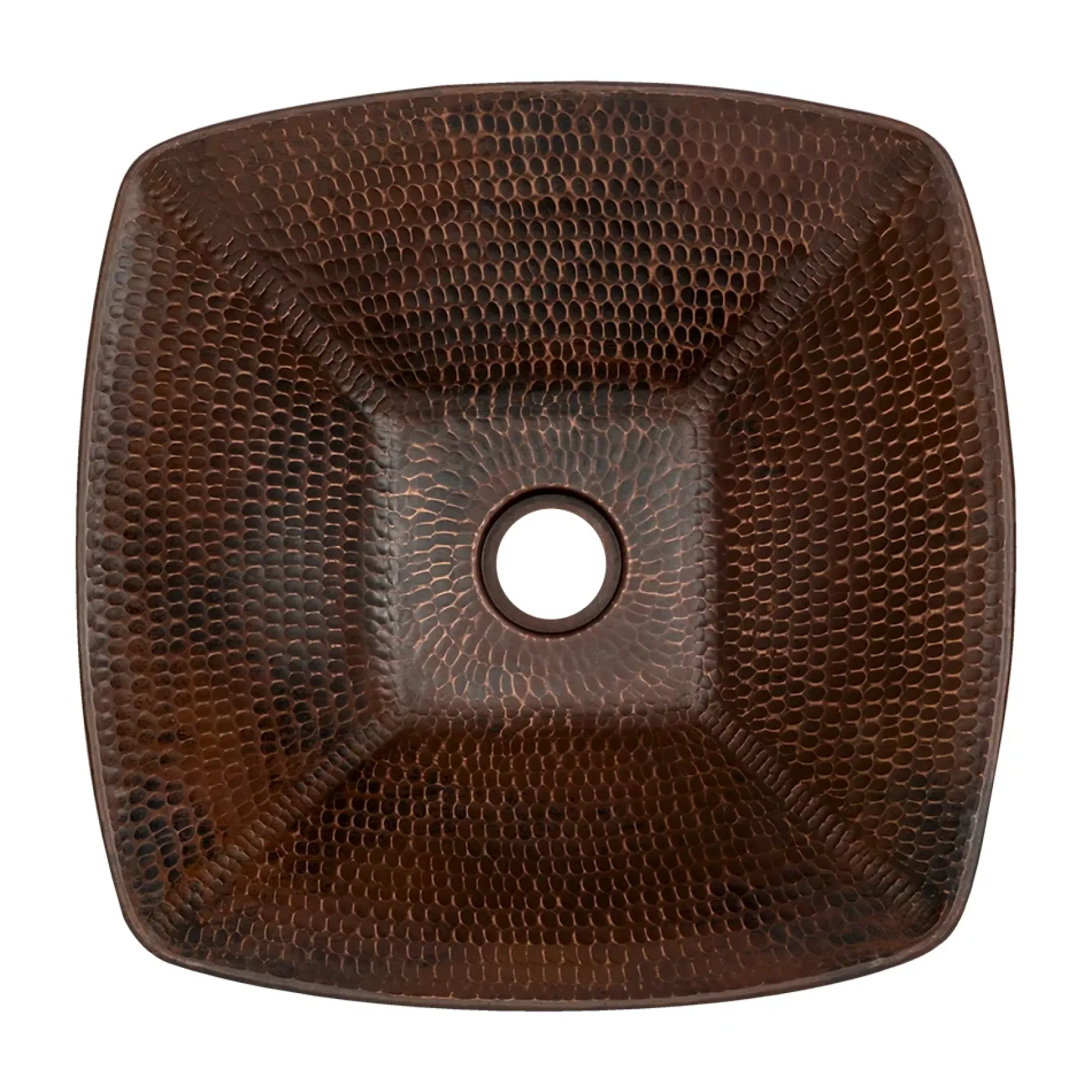 Premier Copper Products 14" Square Wire Rim Vessel Hammered Copper Bathroom Sink, Matching Drain and Accessories, Oil Rubbed Bronze, BSP5_VSQ14WDB-P