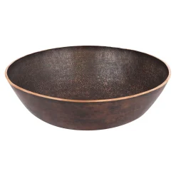 Premier Copper Products 14" Round Vessel - Above Counter Terra Firma Copper Bathroom Sink, Dark Brown, 10 Gauge, TFVR14DB